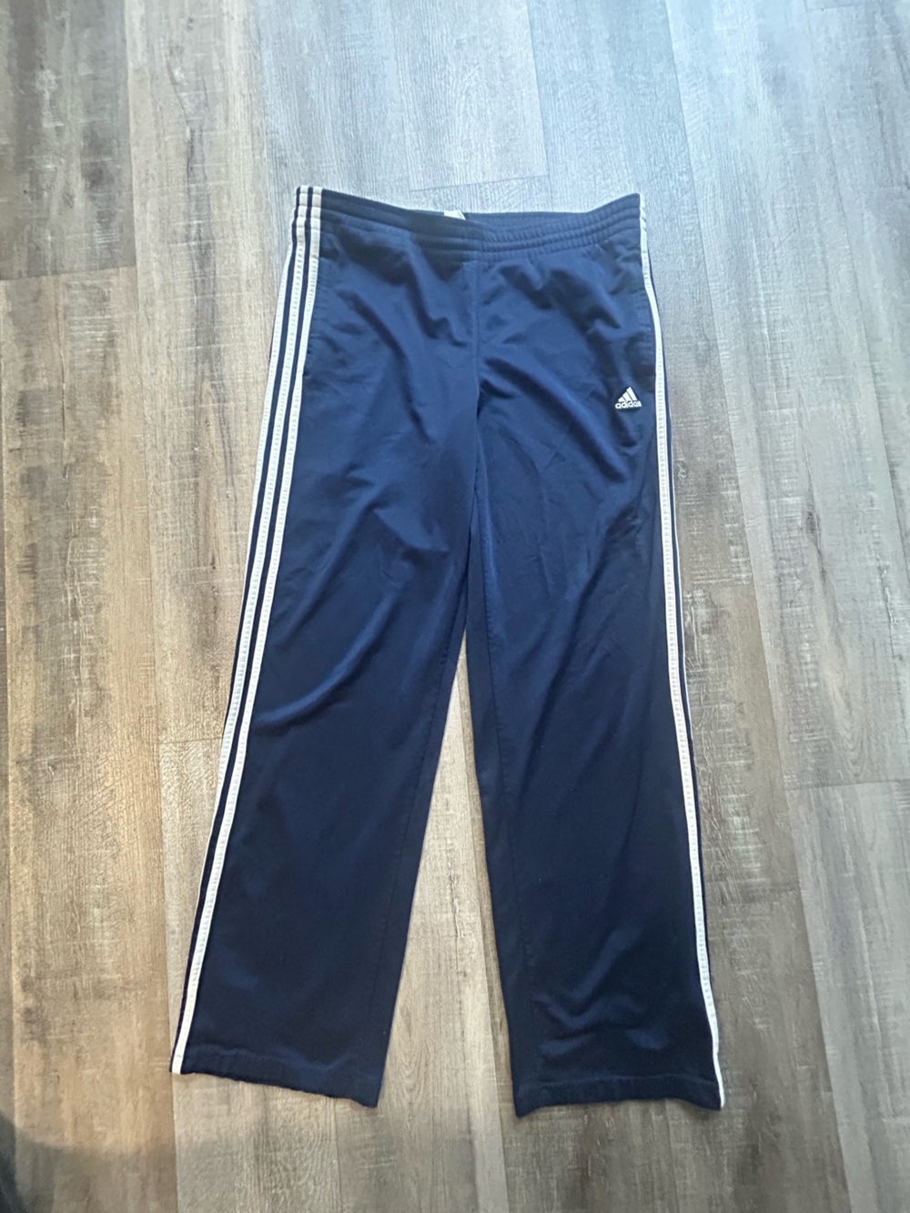 adidas Navy Blue Track Pants with White Stripes
